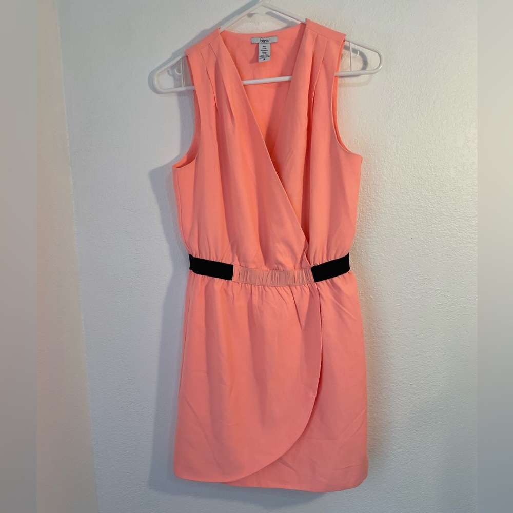 🔴 Neon Peach Bar III Faux wrap mini dress, Size M